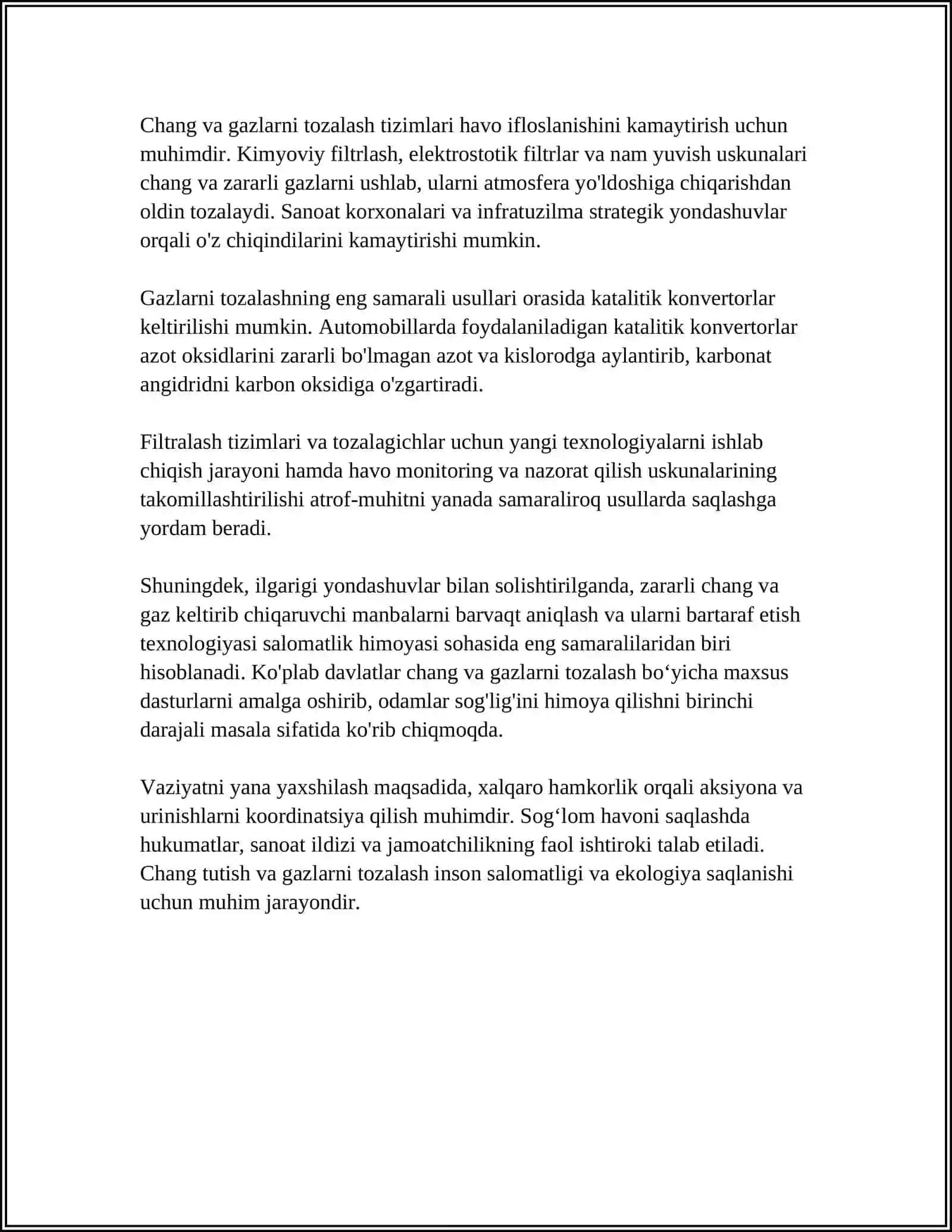 CHANG TUTISH VA GAZLARNI TOZALASHNING AHAMIYATI 4