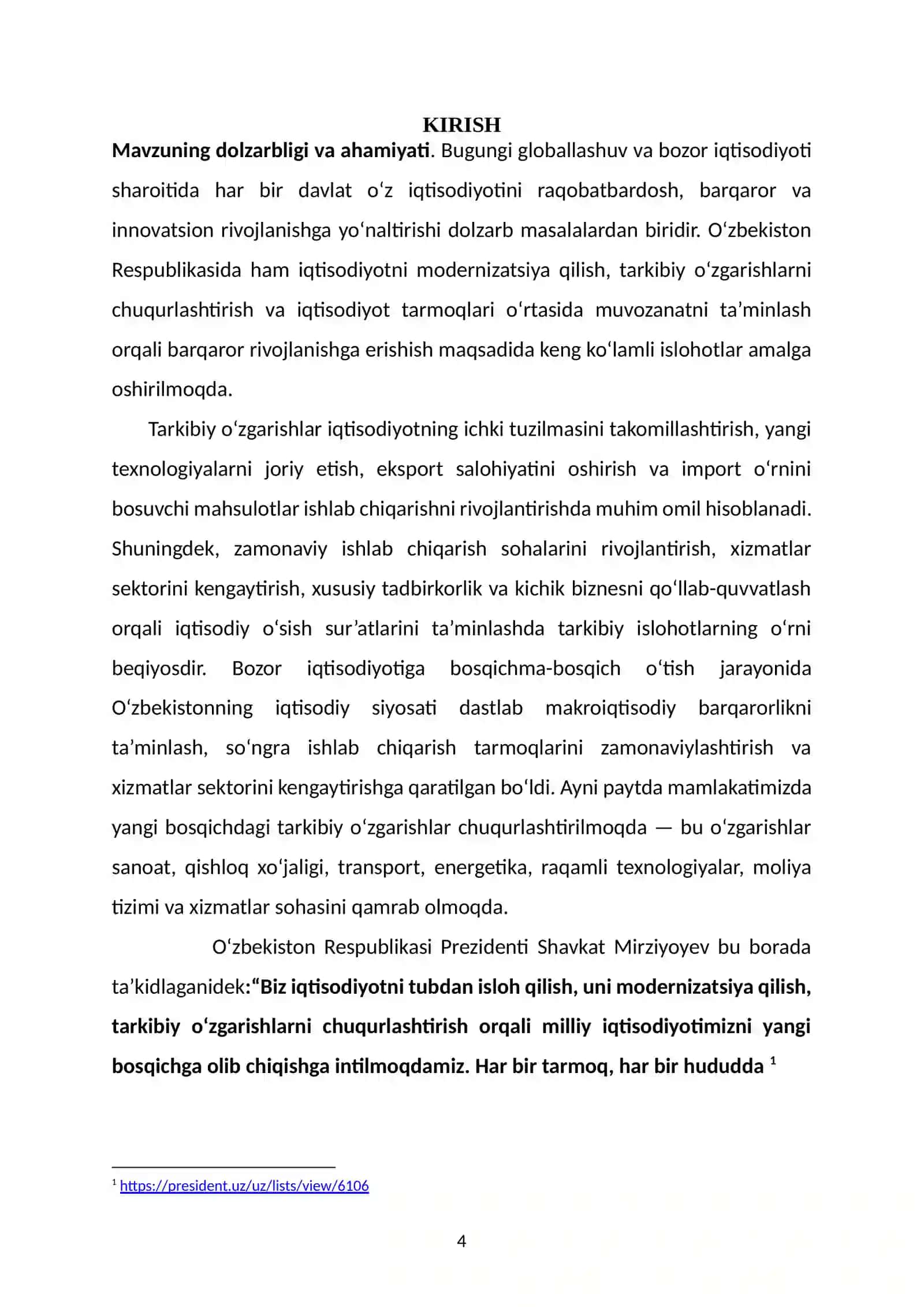 O’zbekiston iqisodiyotida  tarkibiy o’zgarishlarni amalga oshirishning ustuvor yo’nalishlari 4