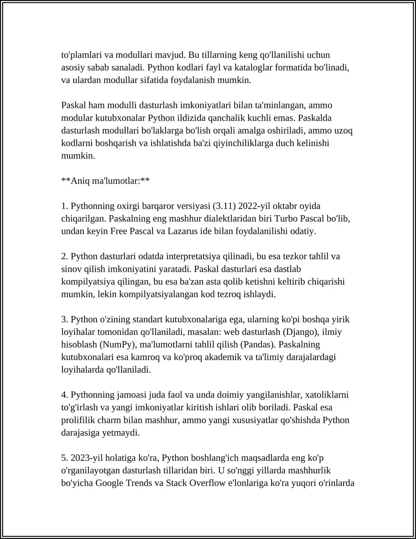 PYTHON DASTURLASH TILI, C# VA BOSHQA TILLARDA(PASCAL,C++)MODULLI DASTURLASHDA ULARNING FARQI 4