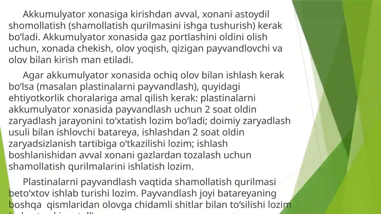 TA’MINOT QURILMALARI VA AKKUMULYATOR BATAREYALARDAGI O‘LCHOVLAR 4