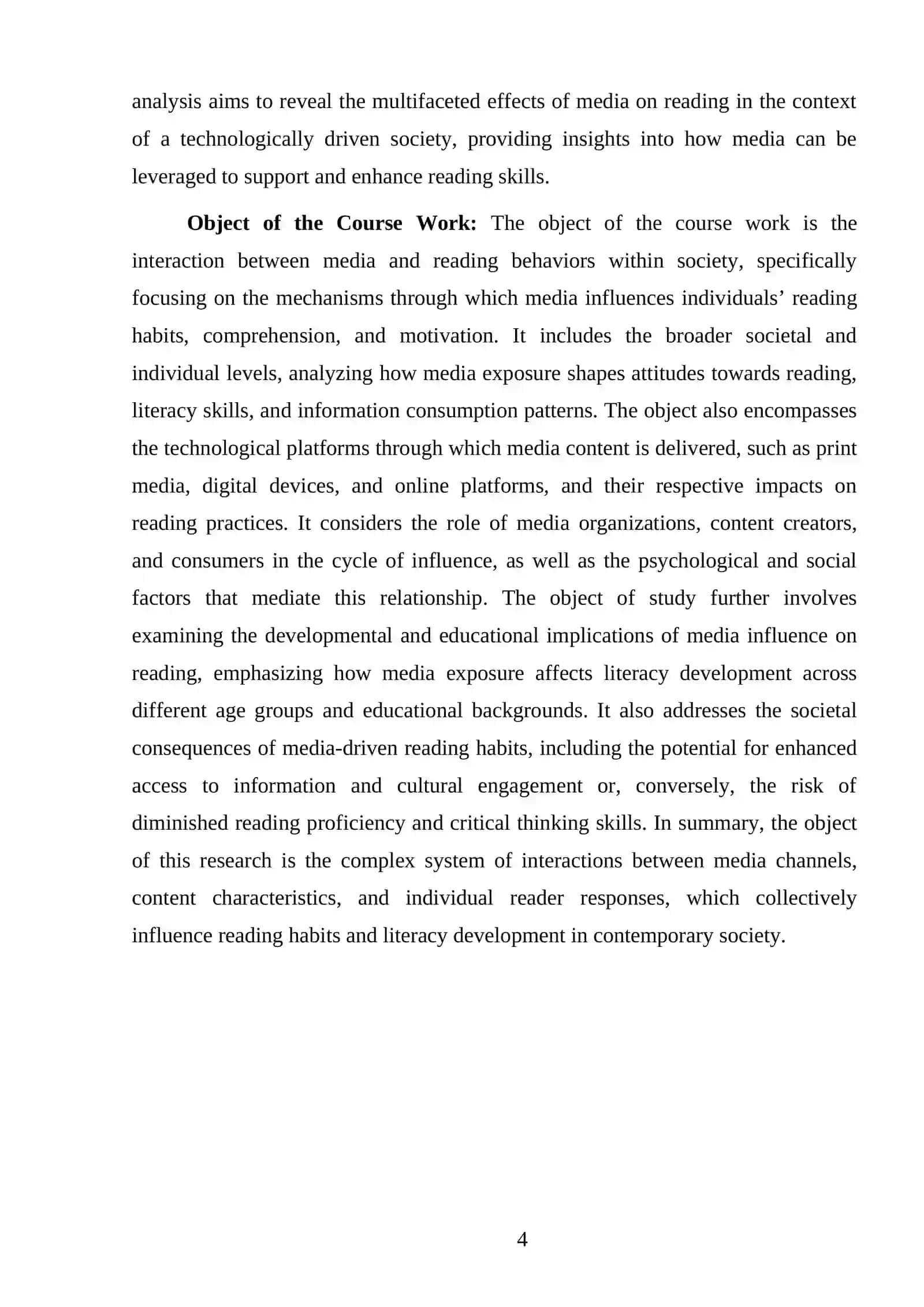 INFLUENCE OF THE MEDIA ON READING 4