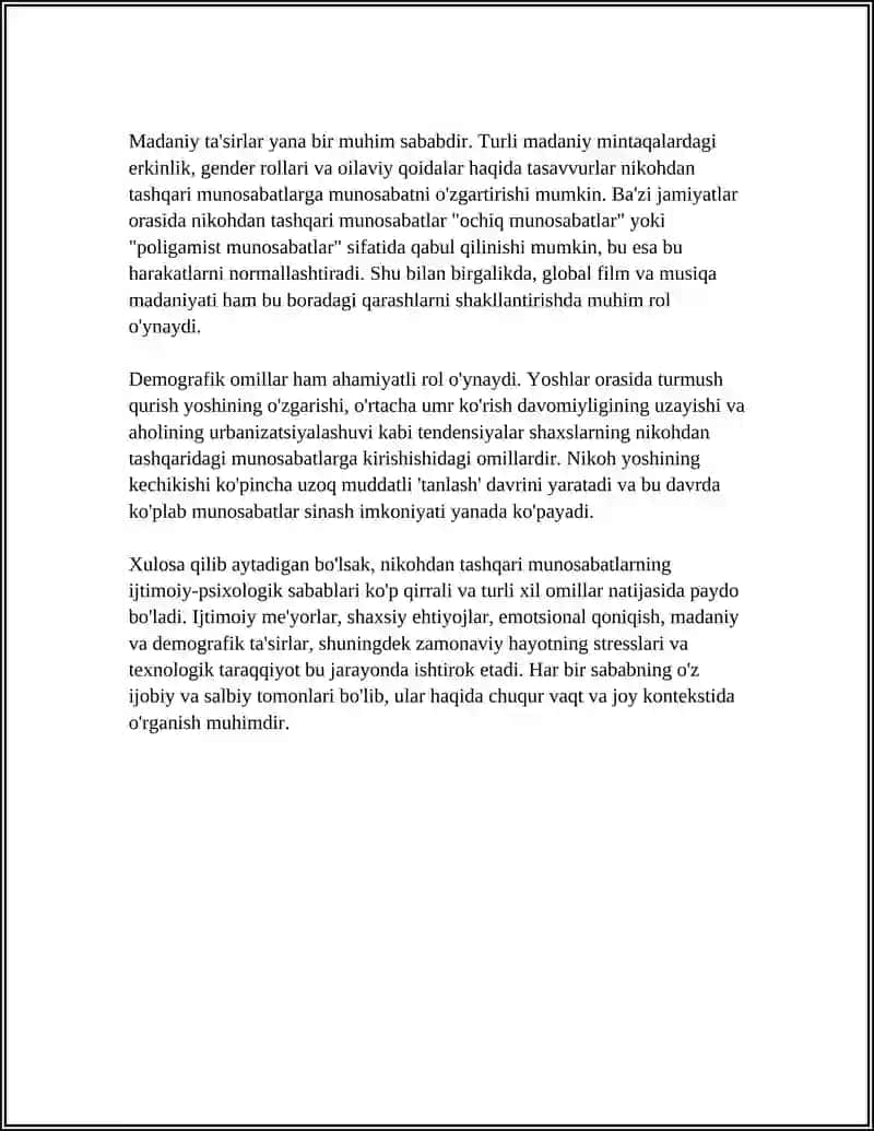 Nikohtan tashqari munosabatlarning ijtimoiy-psixologik xususiyatlari 4