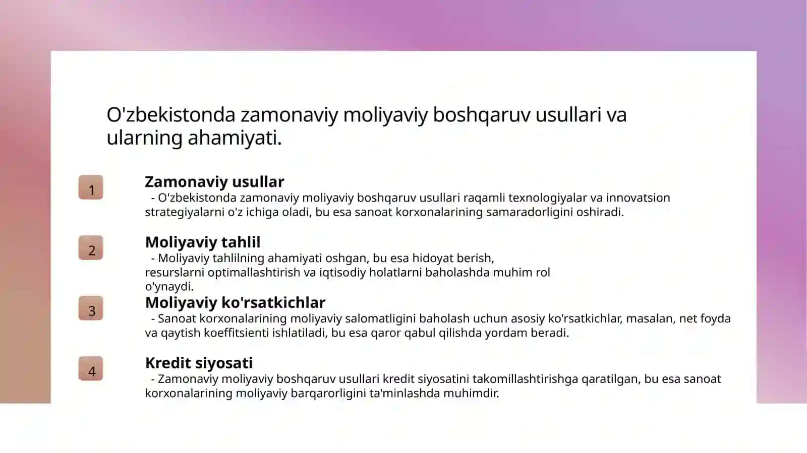 Moliyaviy va Kredit Tizimlarining Sanoat Ishlab Chiqarishda O'rni 4
