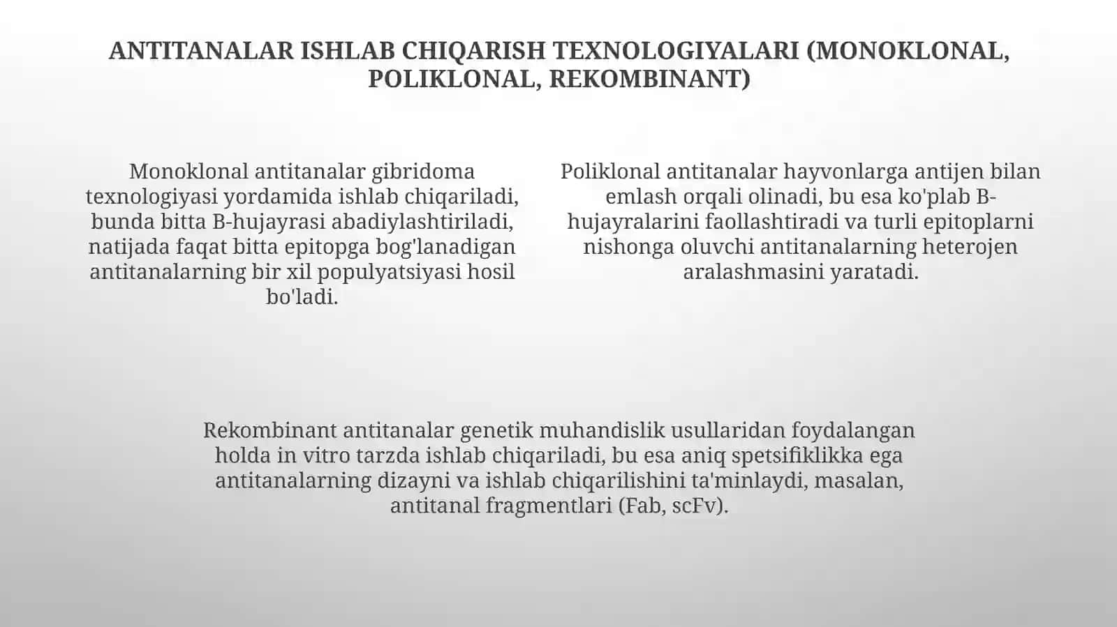 Viruslarga spetsifik antitanalar olish usullari 4