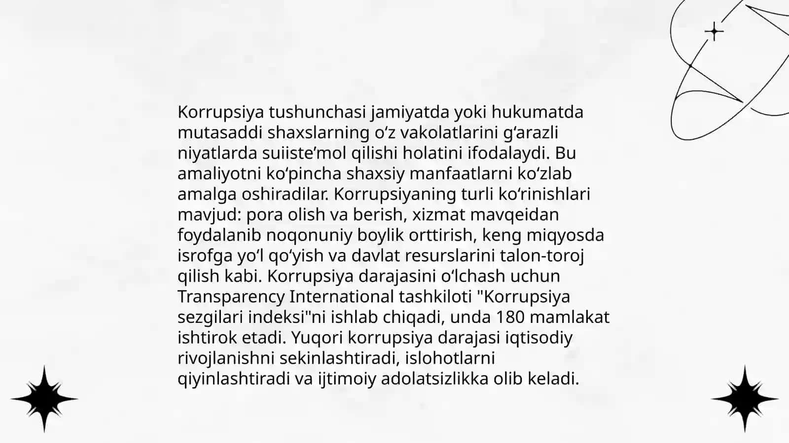 O'zbekiston Respublikasi "Korrupsiyasiga qarshi kurashish to'g'risi"dagi Qonuning mazmun mohiyati 4