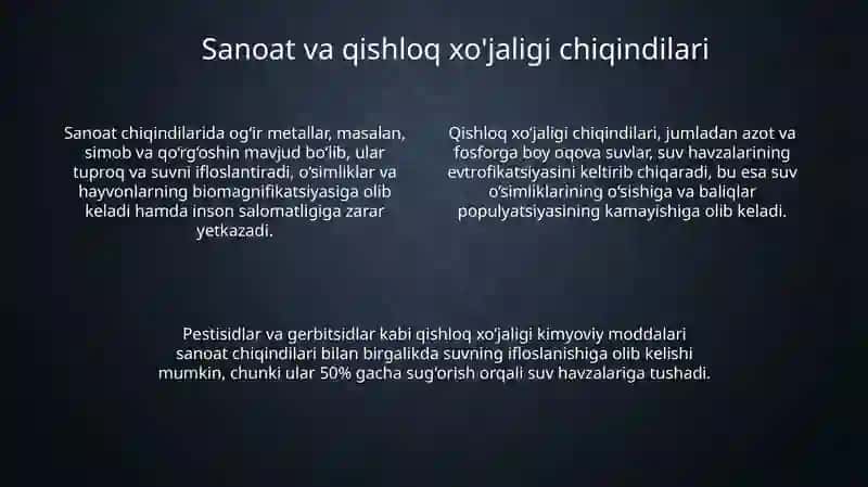 Ifloslanishning asosiy omillari 4
