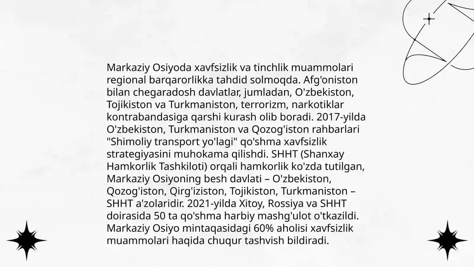 O‘zbekistonning Markaziy Osiyoda tinchlik va barqarorlikni ta’minlashdagi o‘rni 4