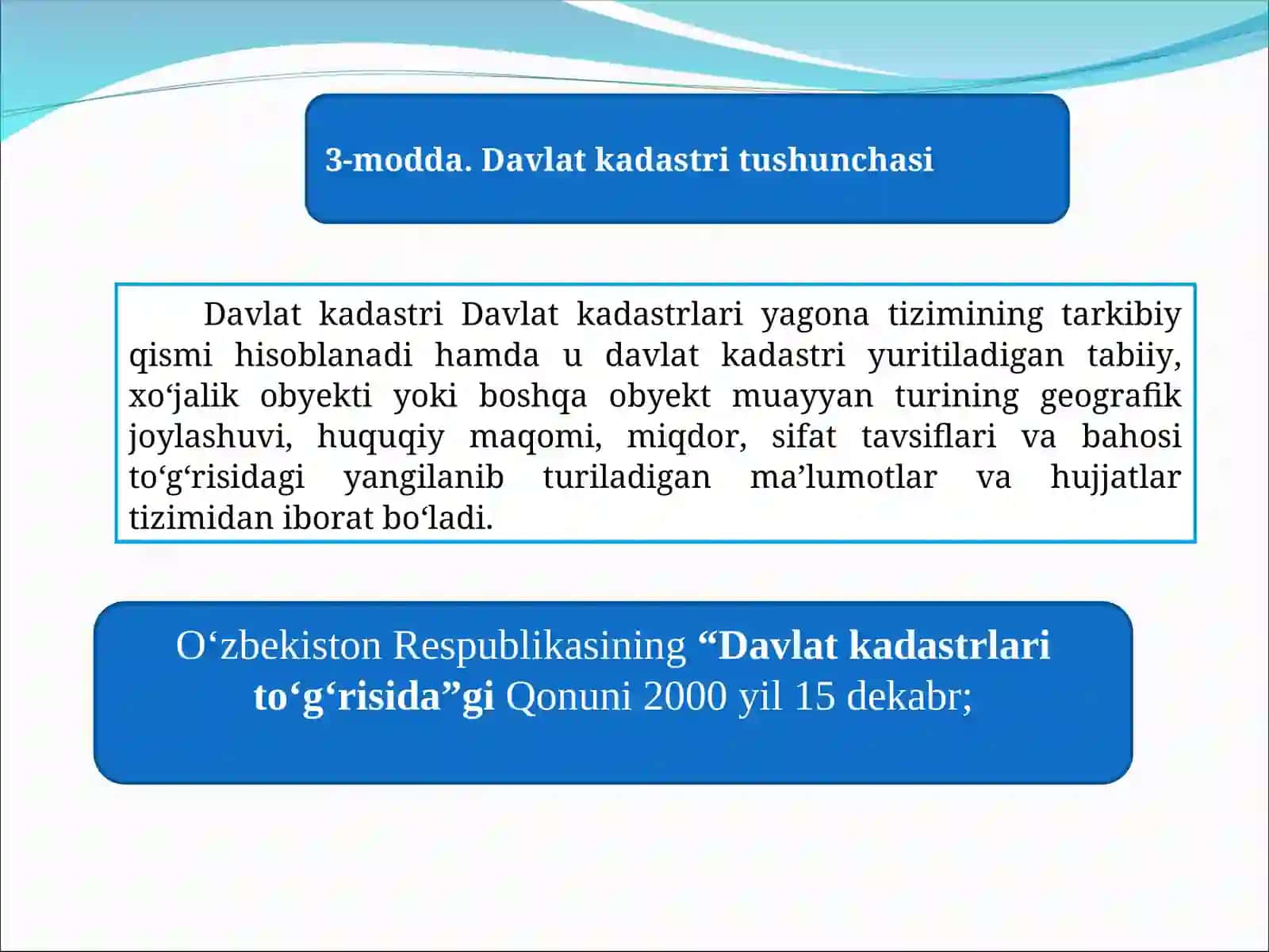 DAVLAT KADASTRLARI YAGONA TIZIMINI TASHKIL ETISH VA YURITISH VAZIFALARI 4