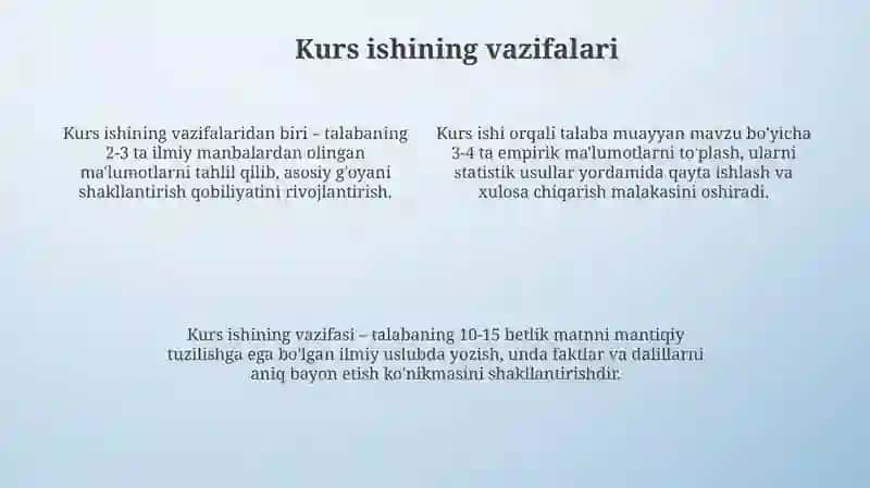 Kurs Ishlari Maqsadi Vazifalari va Unga Qoyiladigan Talablar 4