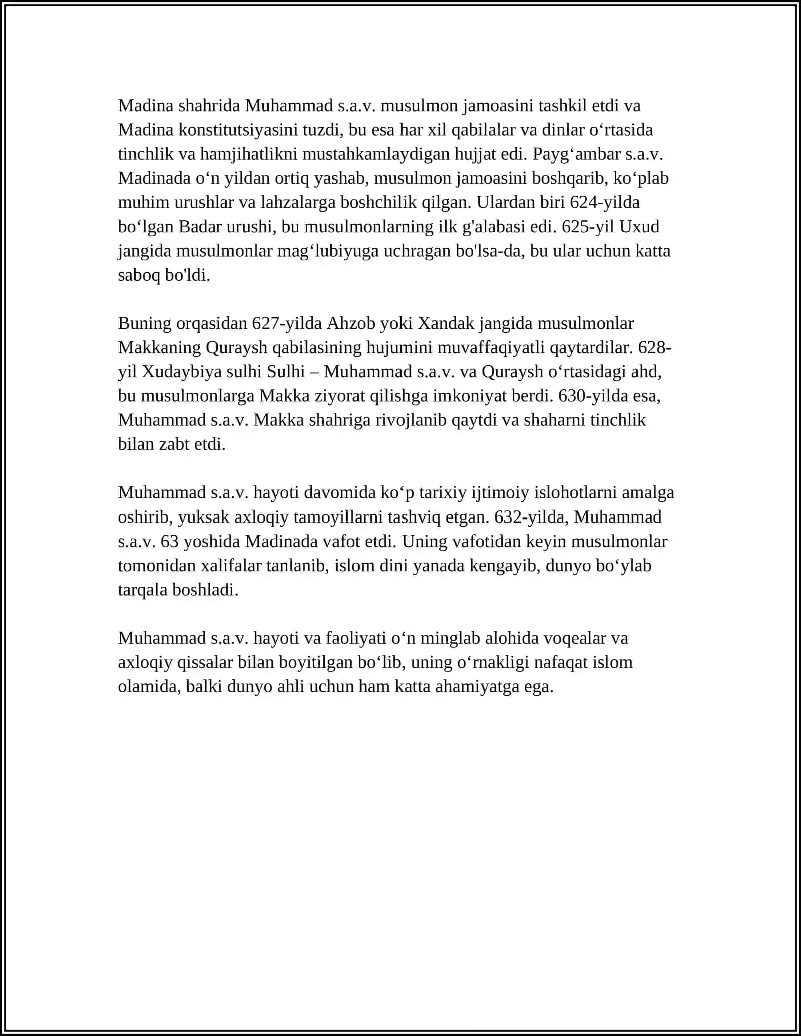 KOMIL INSON SHAXSI MUHAMMAD PAYGʻAMBAR TIMSOLIDA 4