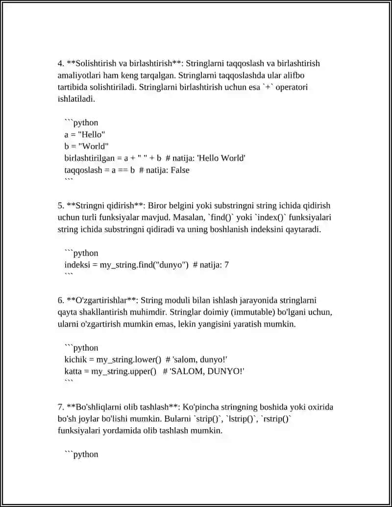 PYTHONDA STRING MODULI BILANISHLASH 4