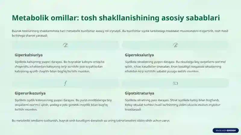 BUYRAKLARDA URAT TOSHLARINING PAYDO BO'LISHI VA DAVOLASH YO'LLARI 4