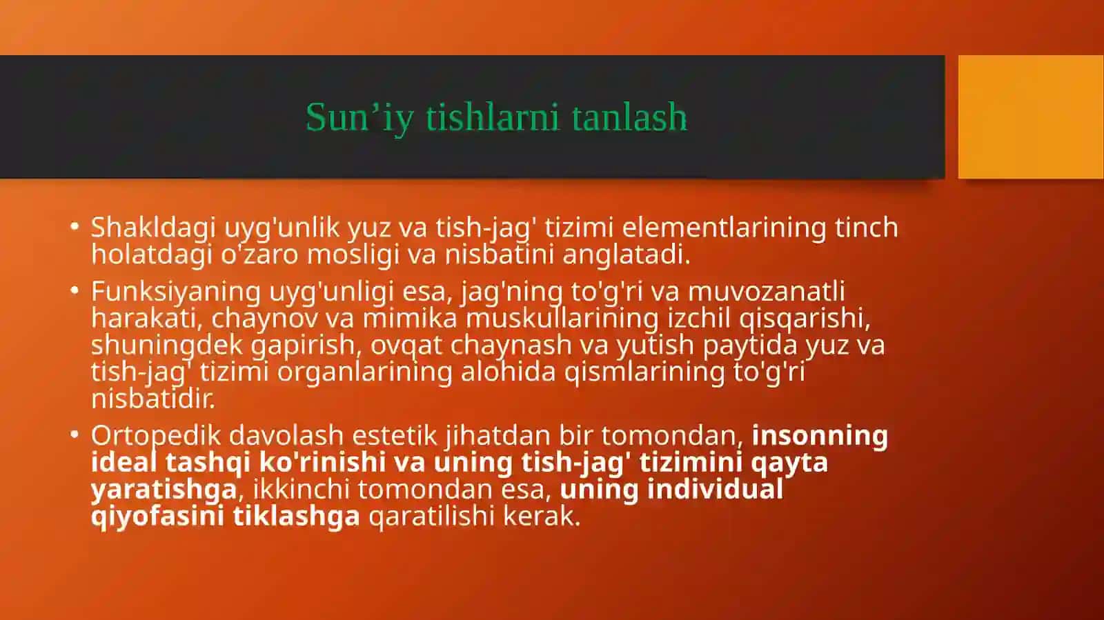 Sun’iy tishlarni tanlash. Sun’iy tishlarni terishdagi anatomik mo’ljallar 4