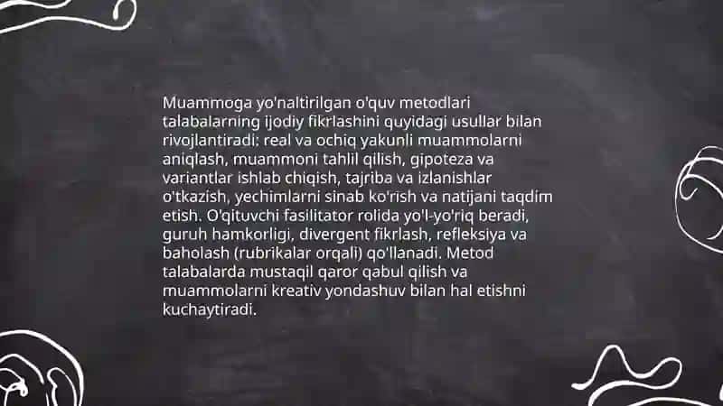 Talabalarning mustaq ijodiy fikirlashini shakillantitish va rivojlantirish texnikasi 4