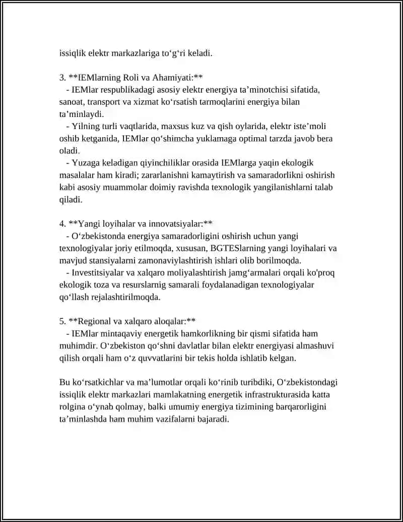 OʻZBEKISTON MAVJUD ISSIQLIK ELEKTR MARKAZLARI 4
