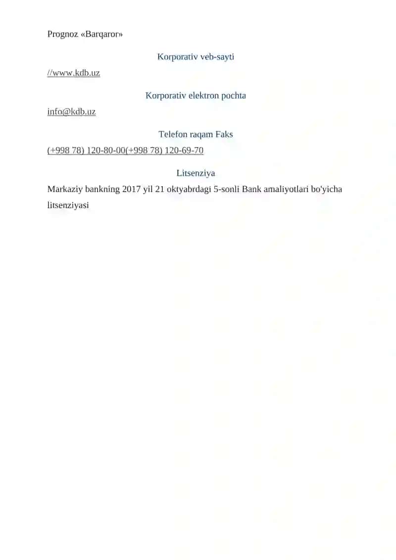 "KDB bank Uzbekistan" AKSIYATORLIK TIJORAT BANKI 4