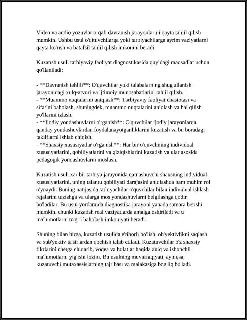 TARBIVIY FAOLIYAT DIAGNOSTIKASINING UMUMIY METODLARI 4