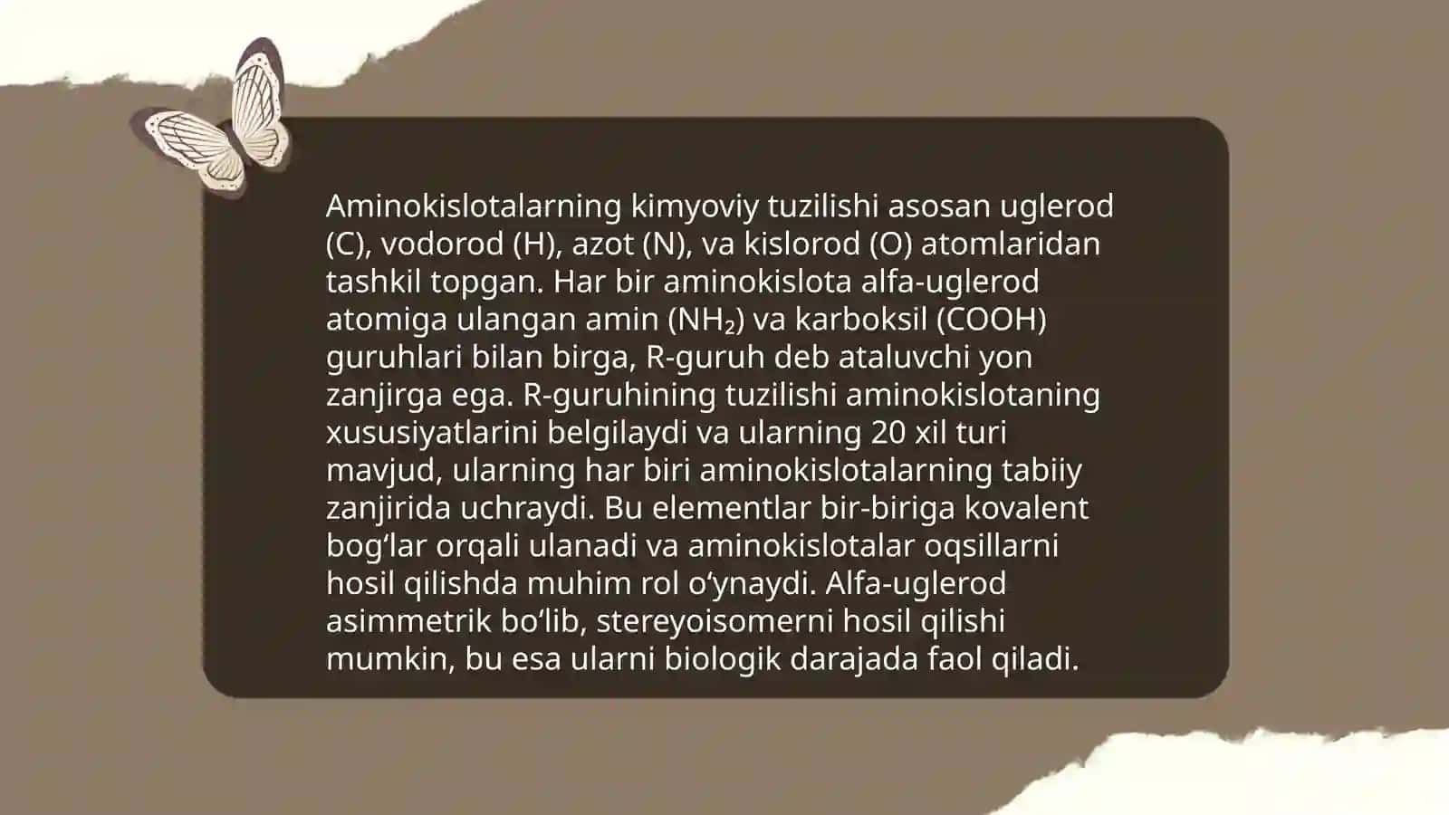 Aminokislotalar. Tuzilishi,xossalari va biologik vazifalari 4