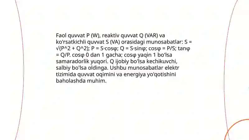Quvvat koeffitsienti va uning ahamiyati 4