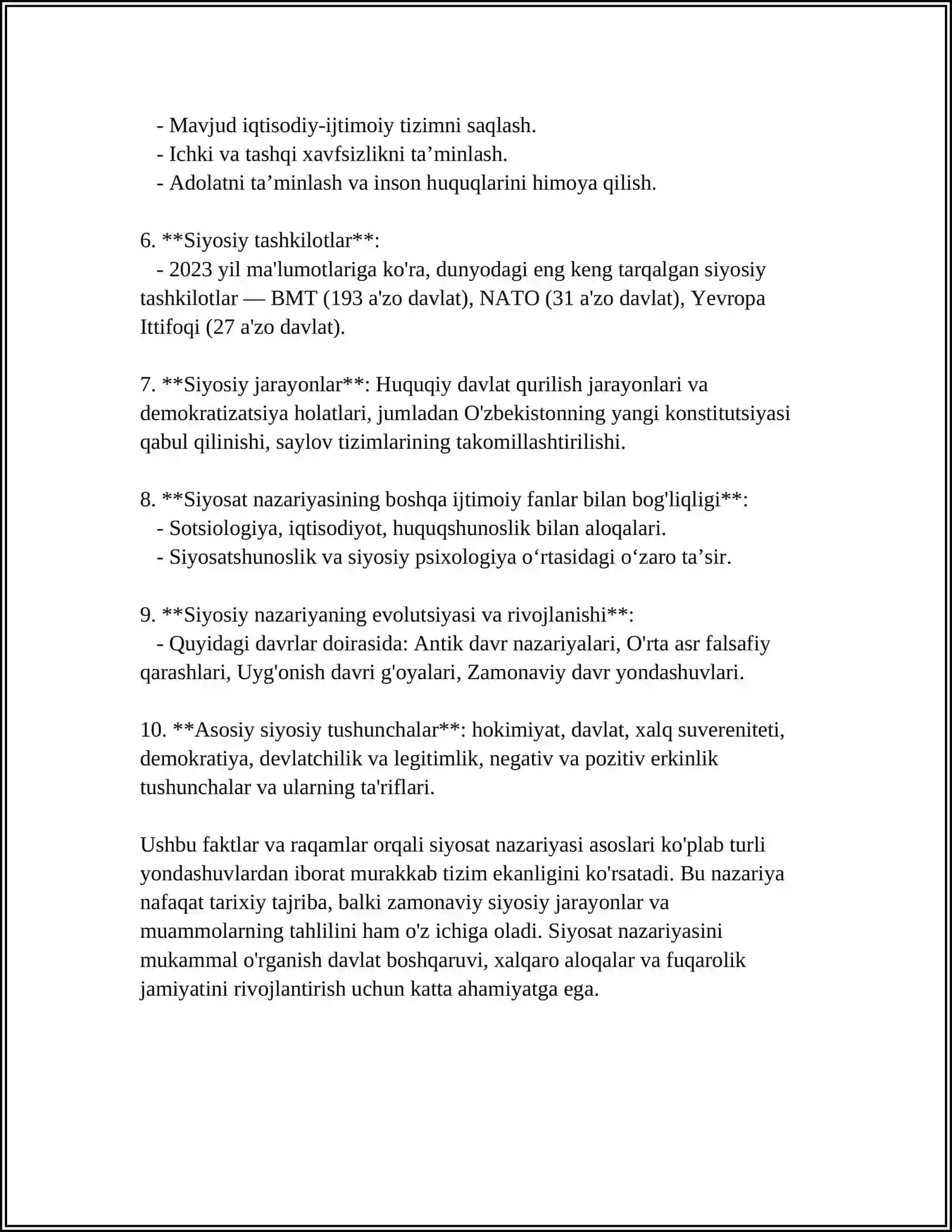 SIYOSAT NAZARIYASI VA METODOLOGIYASI 4