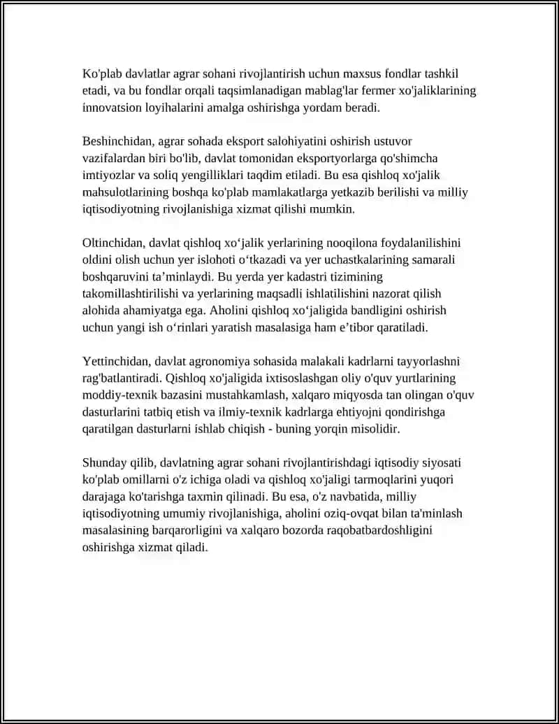 AGRAR SOHANI RIVOJLANTIRISHNING IQTISODIY SIYOSATI 4