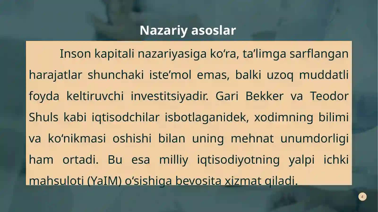 O’zbekiston Respublikasida Ta’lim sohasidagi investitsiyalar 4