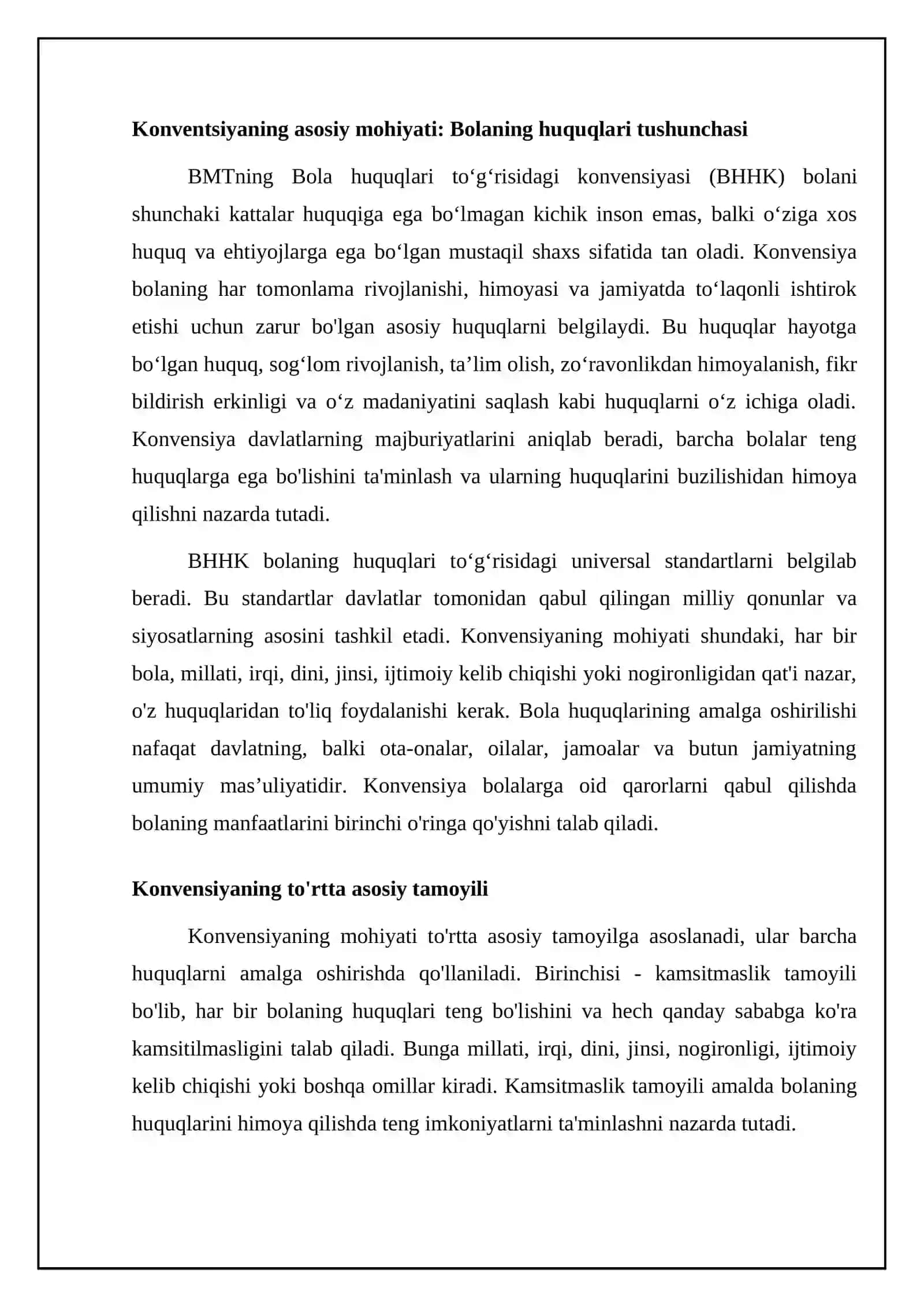 Mavzu: BMTning "Bola huquqlari to'g'risidagi konventsiyasi" 4
