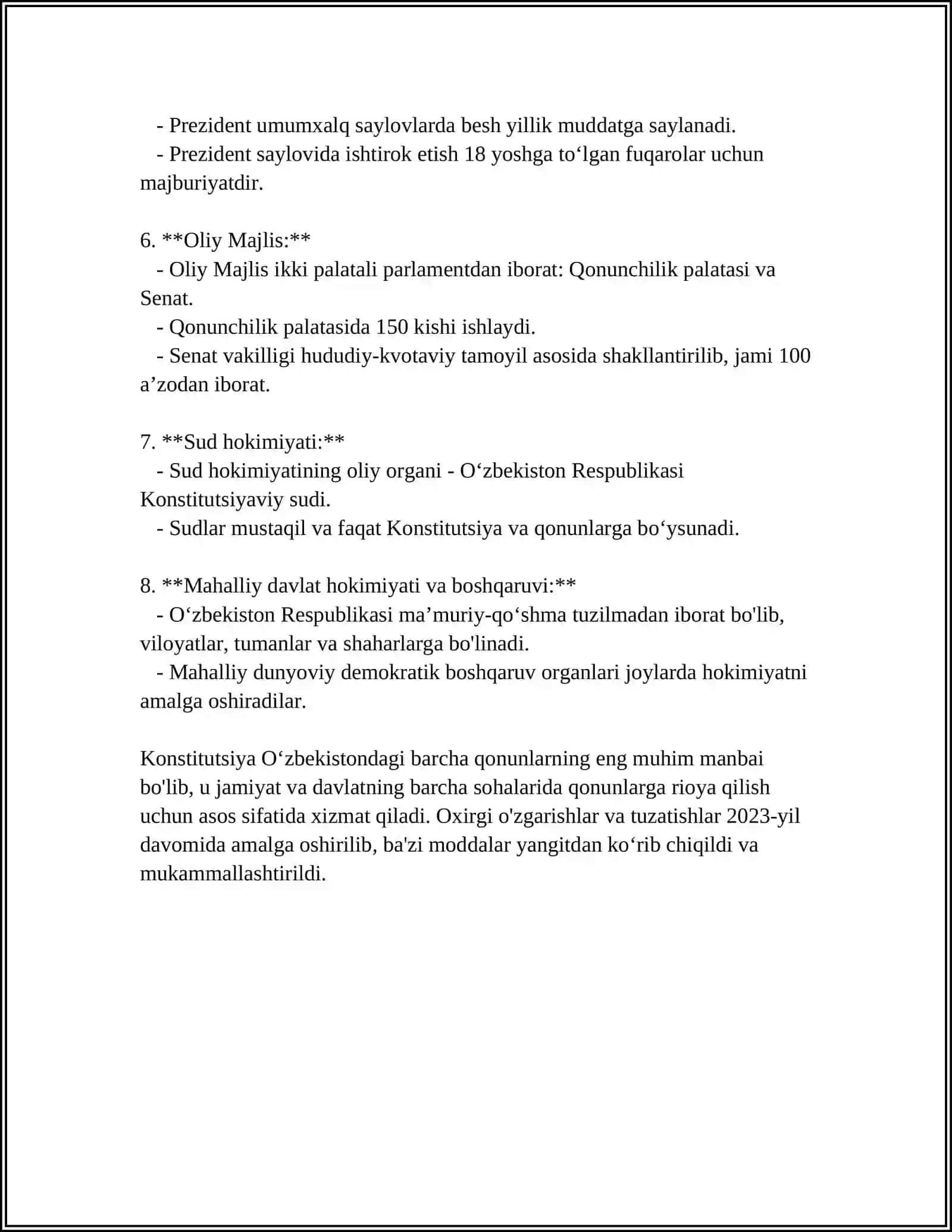 O'ZBEKISTON RESPUBLIKASI DAVLAT XOKIMYAT O`RGINLARI 4