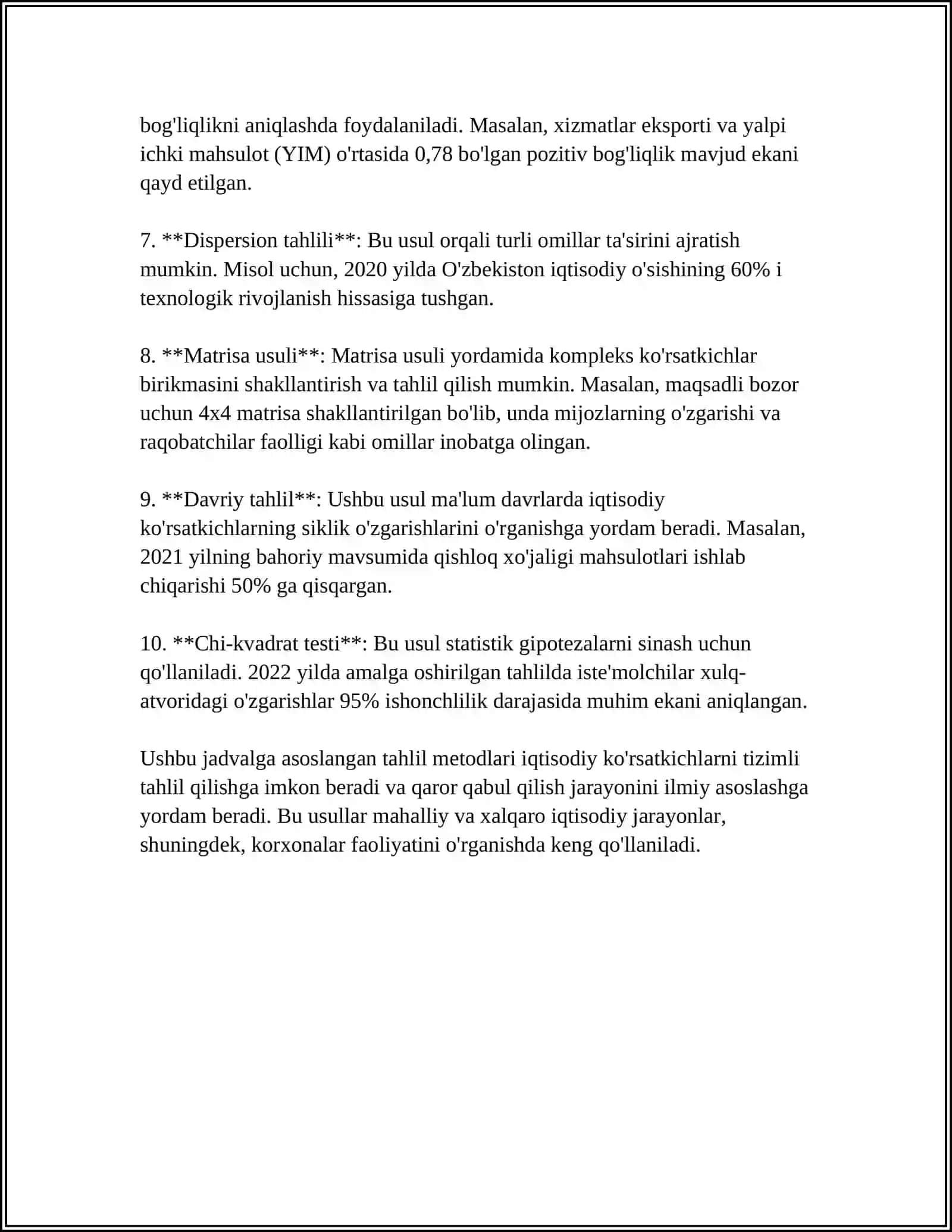 Jadvalga asoslangan iqtisodiy tahlil metodlari 4