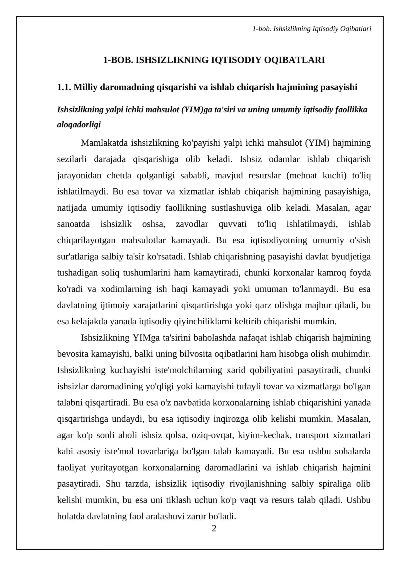 Mamlakatda ishsizlikning iqtisodiy va ijtimoiy oqibatlari 4