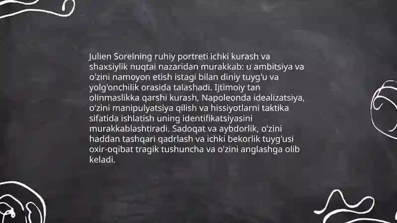 Stendalning,,Qizil va qora" romanida J. Sorel obrazi 4
