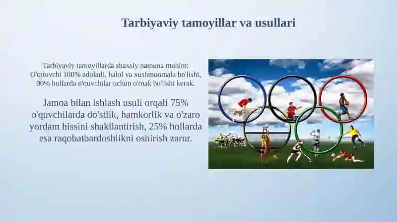 Jismoniy tarbiya taʼlim-tarbiya berish tamoyillari 4