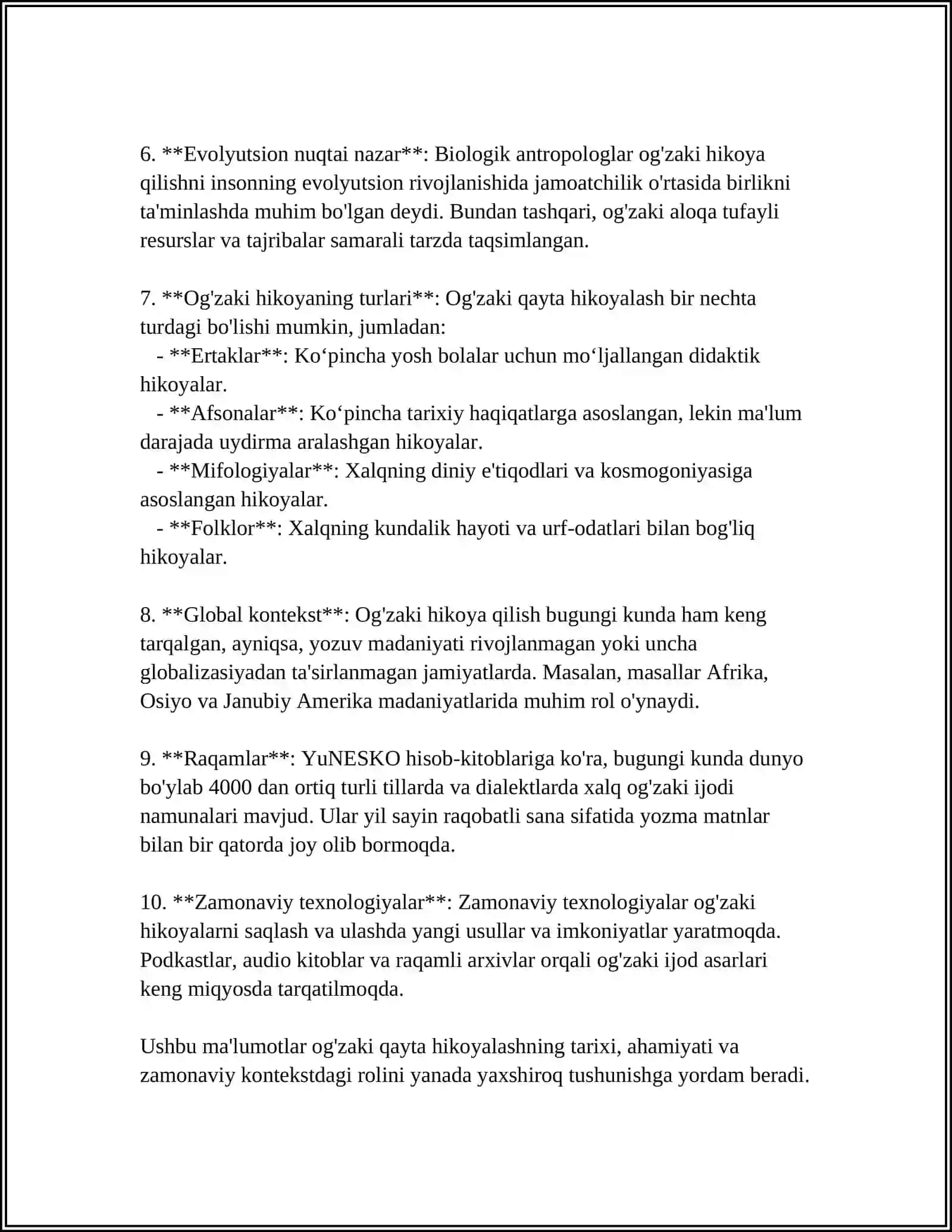O‘G‘ZAKI VA YOZMA QAYTA HIKOYALASHGA QOʻYILADIGAN TALABLAR 4