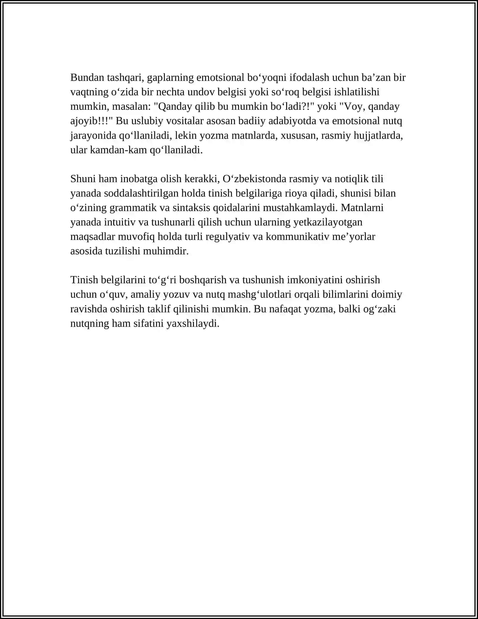 Gap oxirida qo‘llaniladigan tinish belgilar tahlili 4