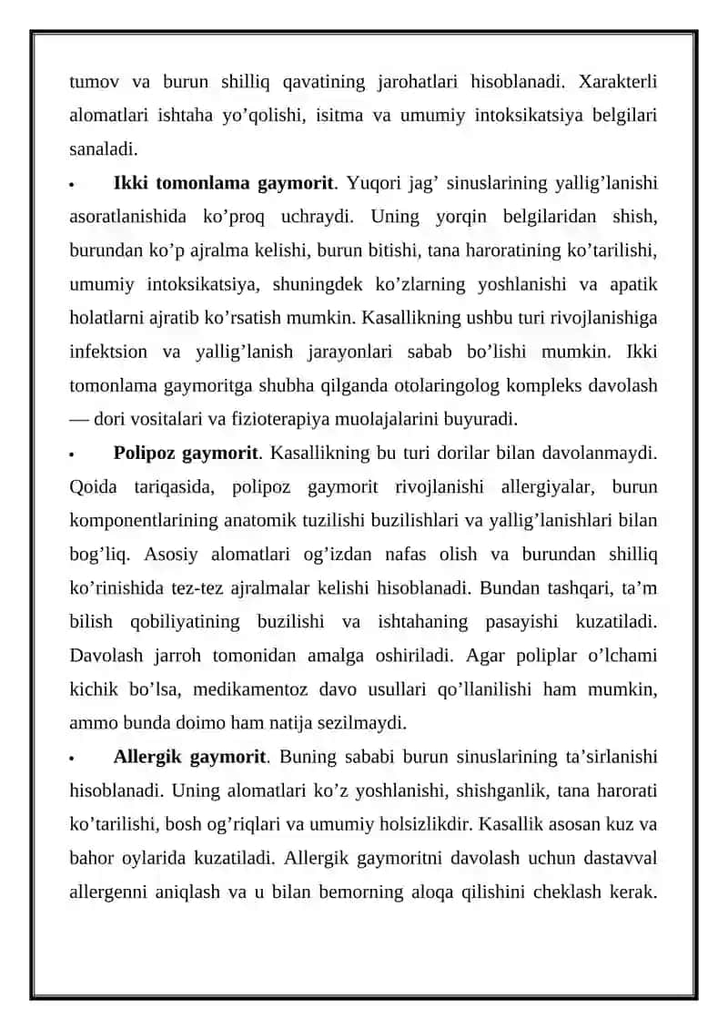 GAYMORIT KASALLIGINI O'RGANISH VA DAVOLASH 4