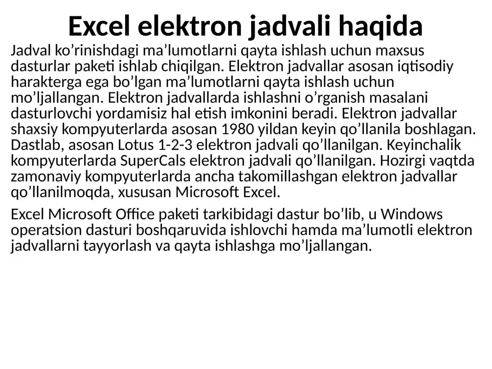 Jadval muxarrirlaridan foydalanish 4