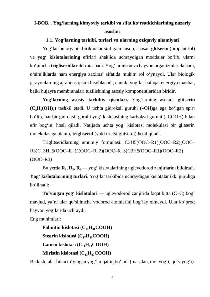 Yog‘lar sifatining o‘zgarishiga ta'sir qiluvchi omillar 4