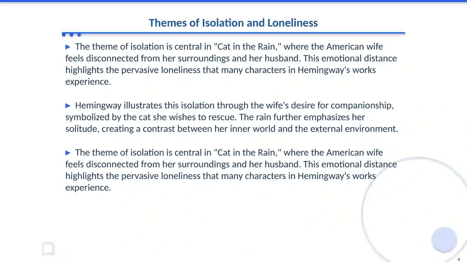 "Cat in the Rain" by Ernest Hemingway 4