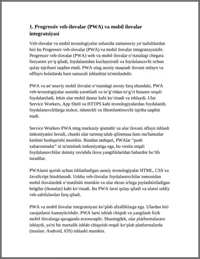 MOBIL TEXNOLOGIYALAR VA ILOVALAR YARATISHNING ZAMONAVIY YOʻNALISHLARI 4