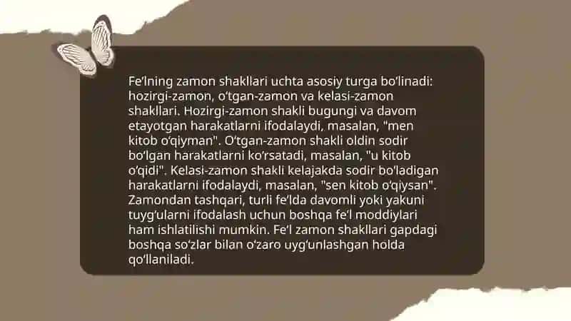 Fe'larga oid mashqlar 4