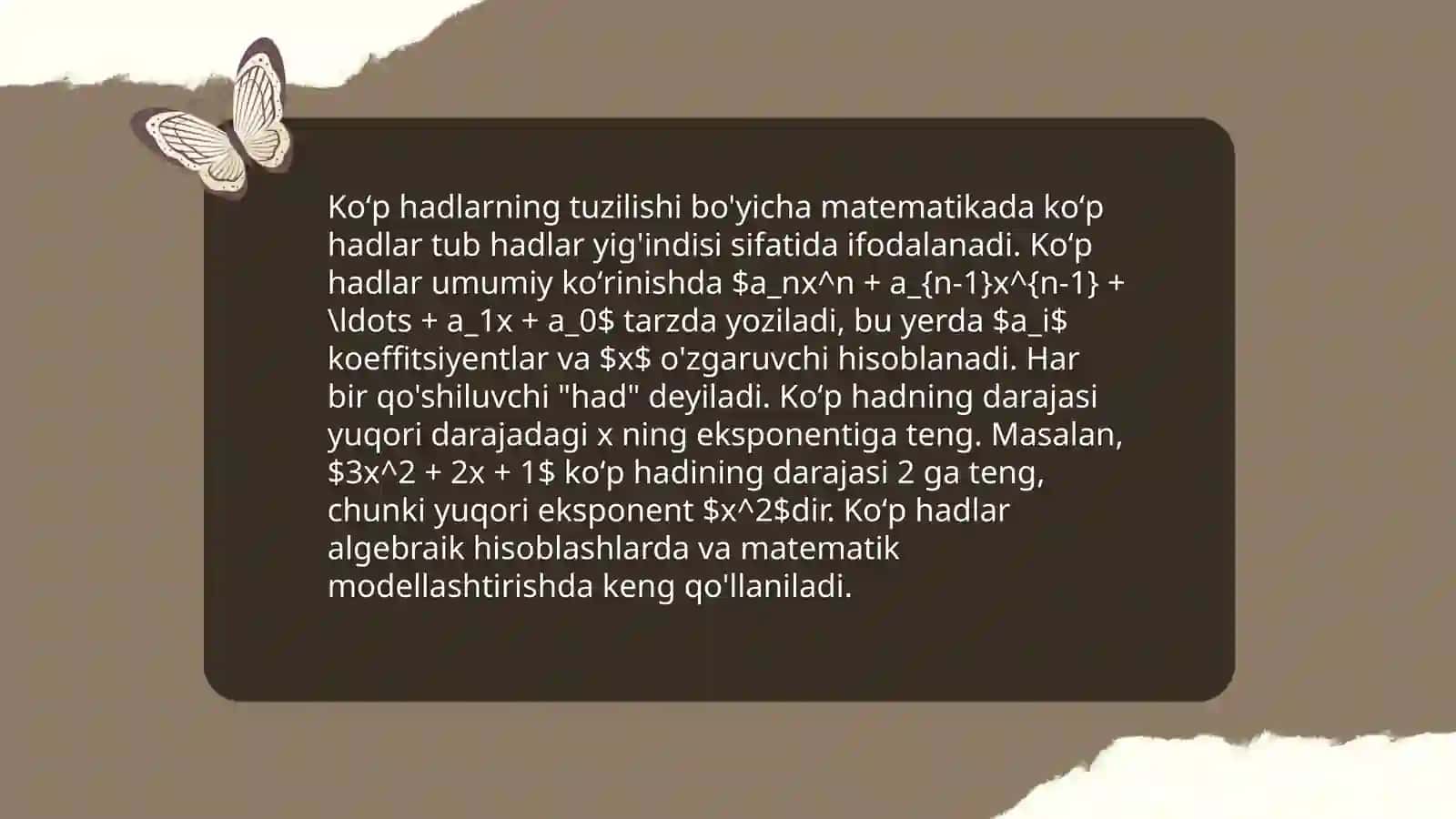 Ratsional koeffitsiyentli koʻp hadlar 4