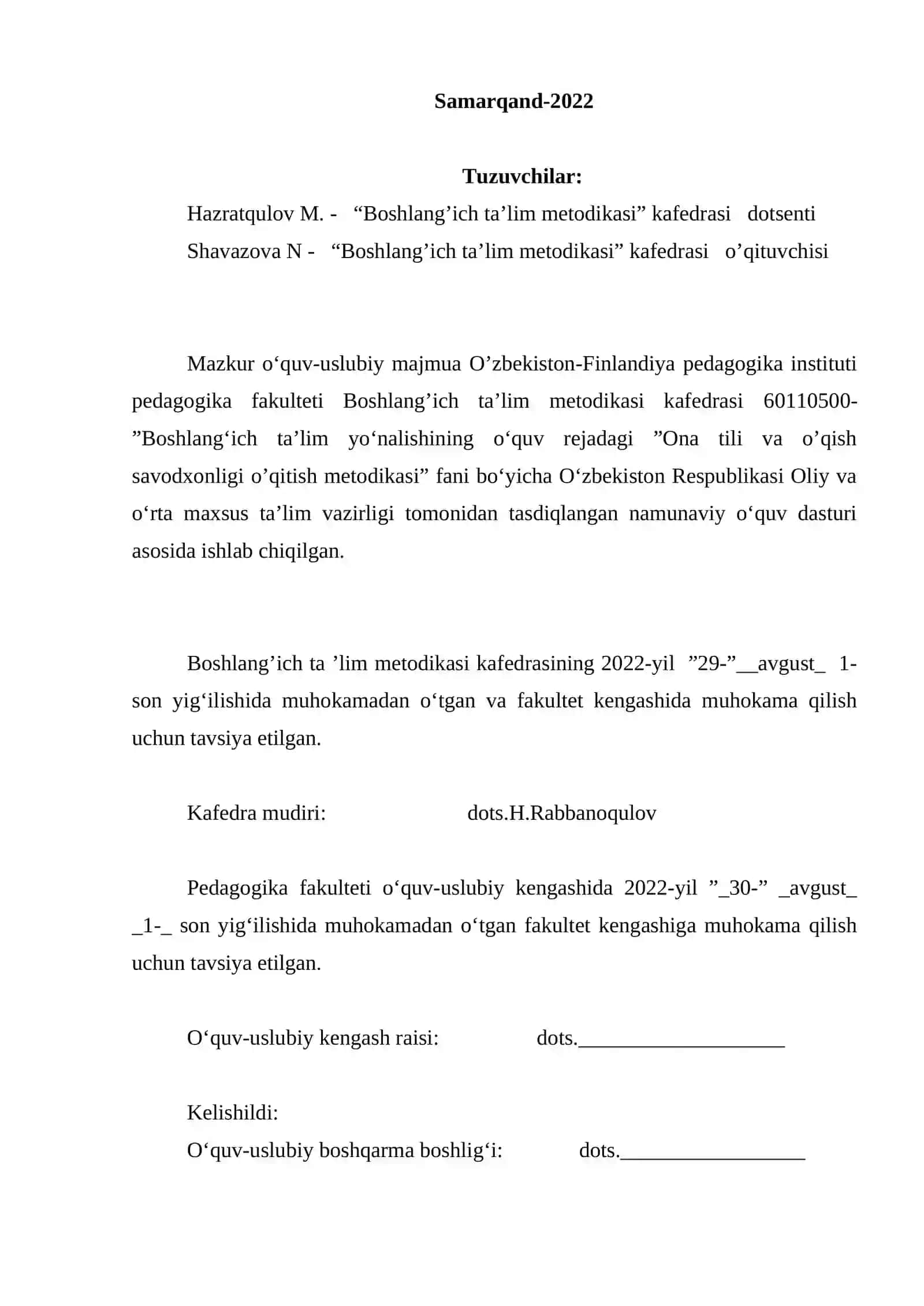 ONA TILI VA O’QISH SAVODXONLIGI O’QITISH METODIKASI 4
