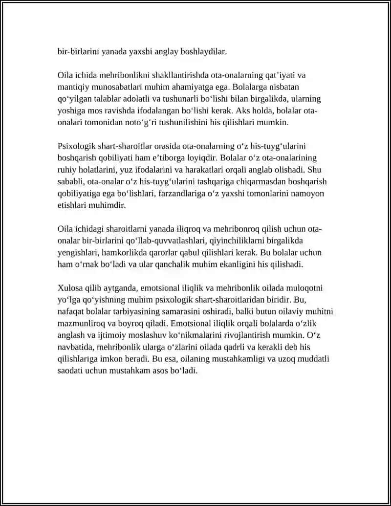 OILADA BOLALAR BILAN MULOQOTNI YO’LGA QOYISHNING PSIXOLOGIK SHART- SHAROITLARI 4