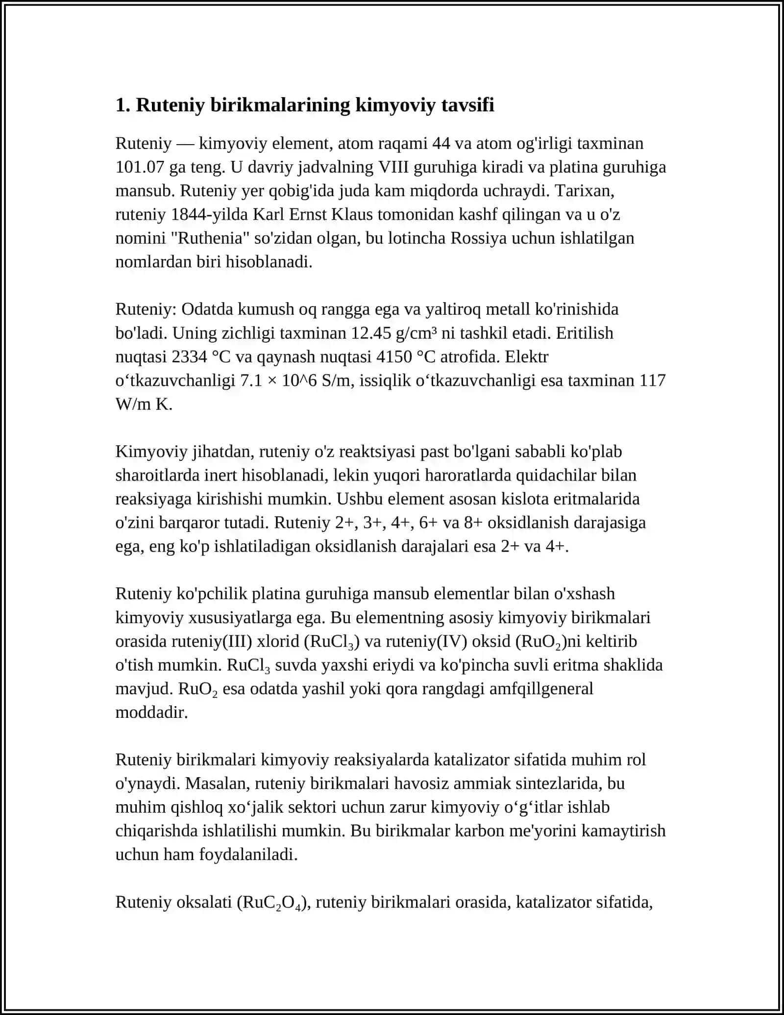 RUTENIY BIRIKMALARI OLINISHI VA ULARNING XOSSALARI 4