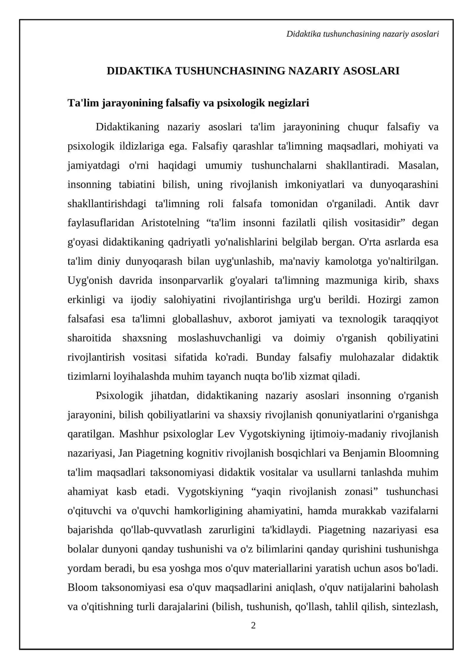 “Didaktika” tushunchasining mohiyati. Didaktika - pedagogika fanining tarkibiy qismi sifatida 4