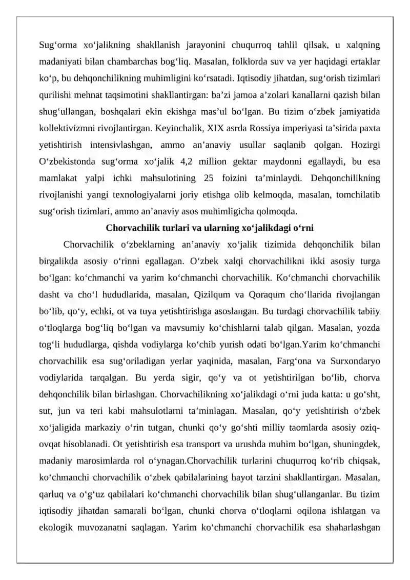 O‘zbeklarning an’anaviy xo‘jaligi va moddiy madaniyati 4