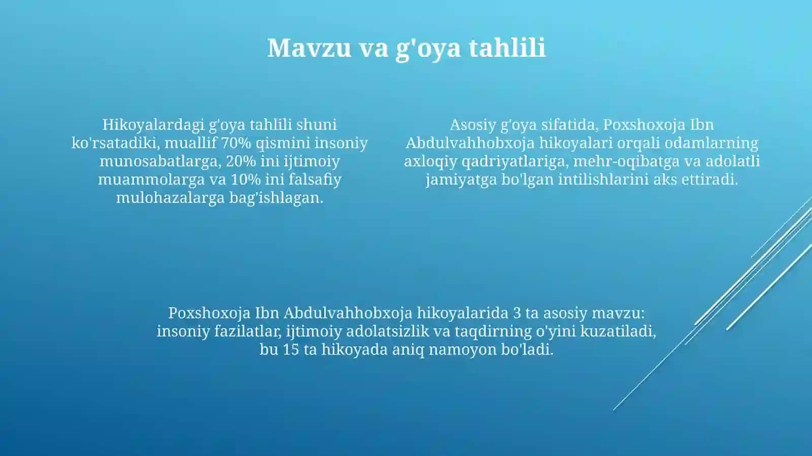 Poshshoxoja ibn Abdulvahhobxoja hikoyatlari tahlili 4