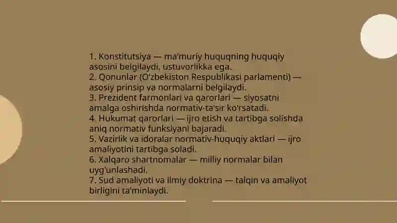 Umumiy ma'muriy huquq tizimi, ma'muriy huquqning boshga huquq sohalari bilan o'zaro alogasi mexanizmi. Qiyosiy mamuriy huquq Muradullaev Otabek 4