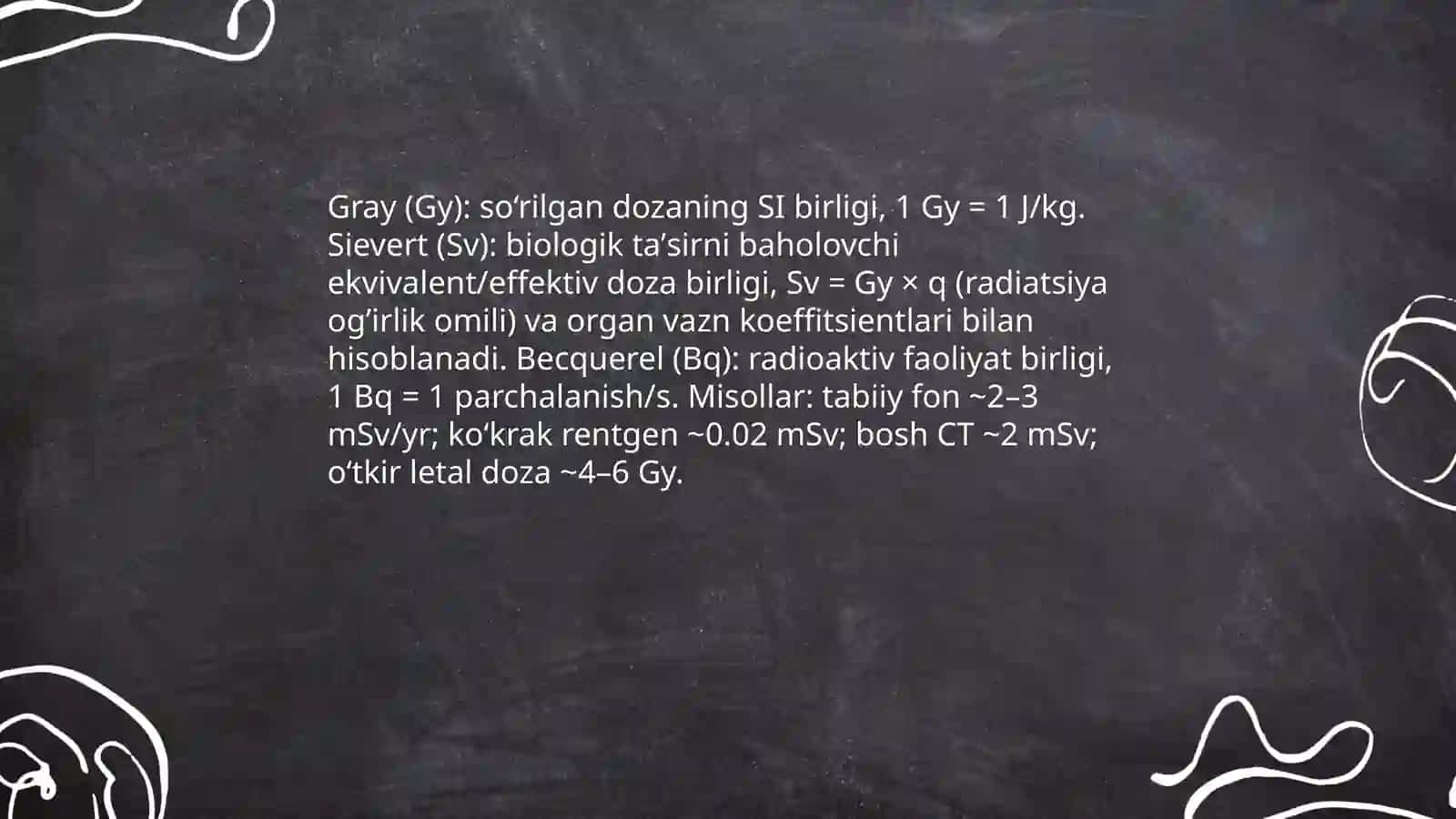 Ionlashtiruvchi nurlanishning inson organizimiga taʼsiri va undan himoyalanish usullari 4