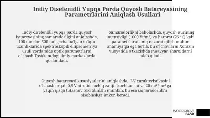 Indiy diselenidli yupqa parda quyosh batareyasi parametrlarini aniqlash 4
